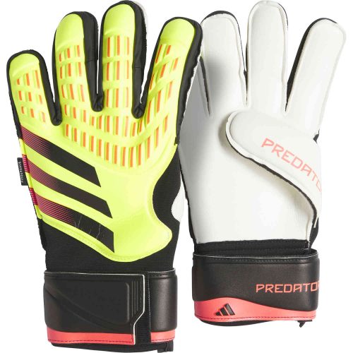 adidas Predator Match Fingersave Goalkeeper Gloves – Solar Yellow & Black with Solar Red