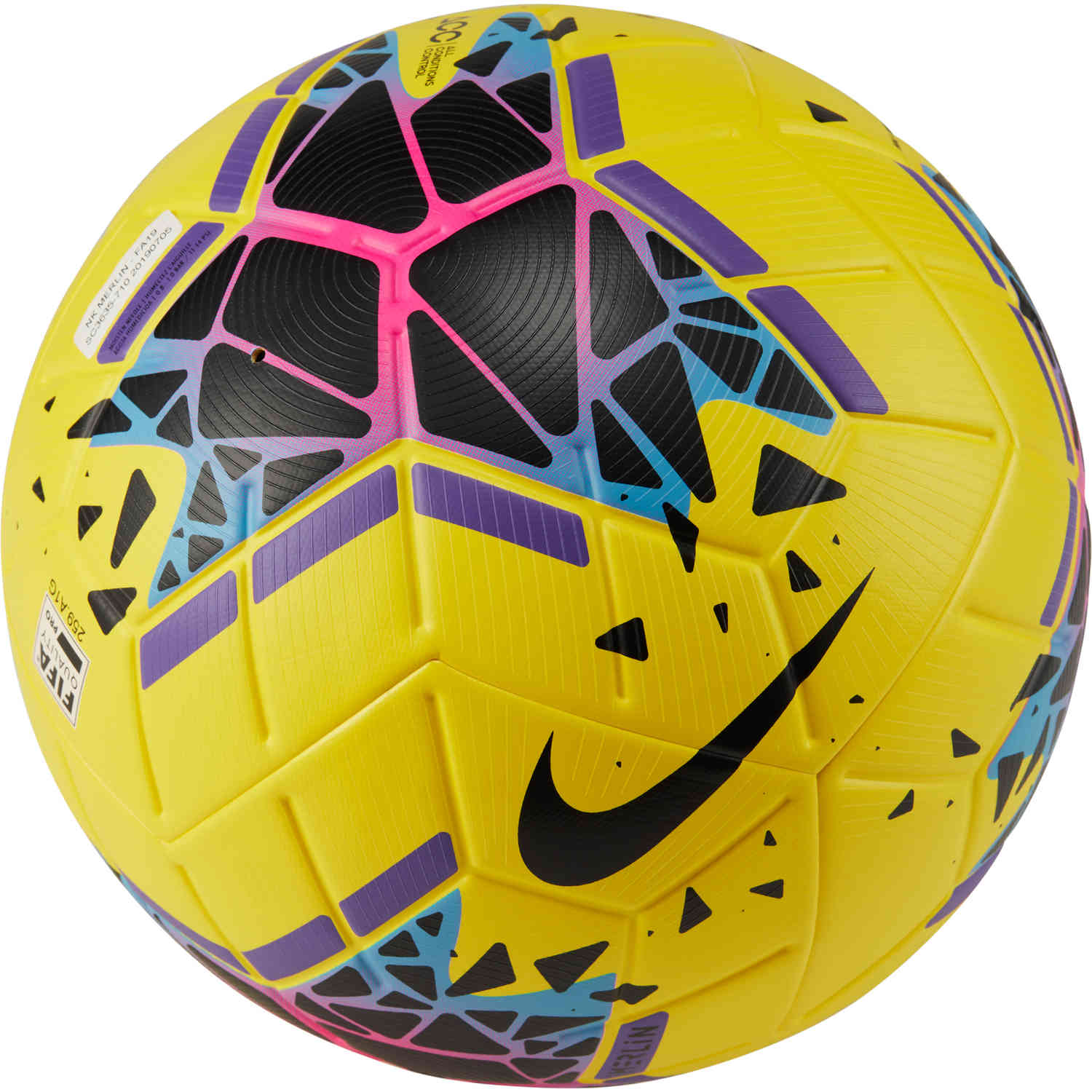 Nike Hi vis Merlin Premium Match Soccer Ball Yellow Black Purple