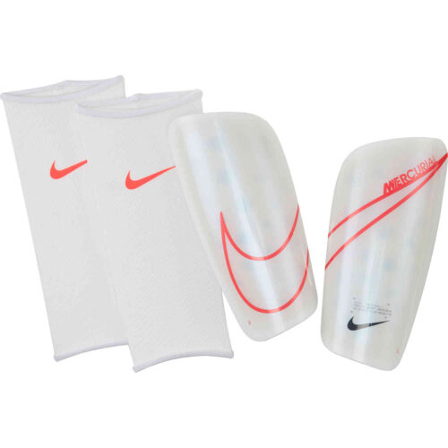 Nike Mercurial Lite Shin Guards – White & Black with Laser Crimson