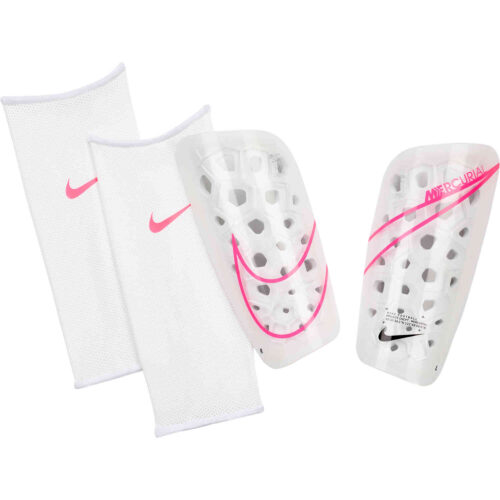 Nike Mercurial Lite Shin Guards – White & Black with Pink Blast