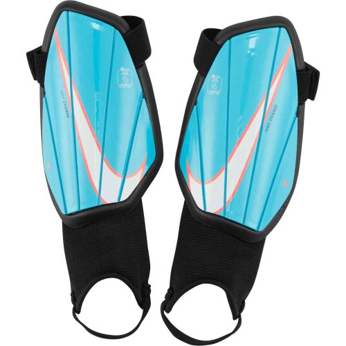 Kids Nike Charge Shin Guards – Baltic Blue & Black with White